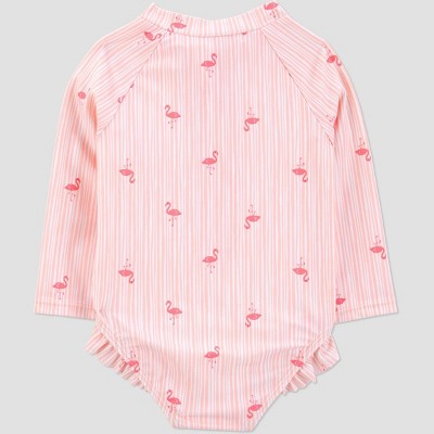 Carter's Baby Girl's Peach Carter's Just One You Long Sleeve Flamingo Printed One Piece Swimsuit | Carter's In Lebanon