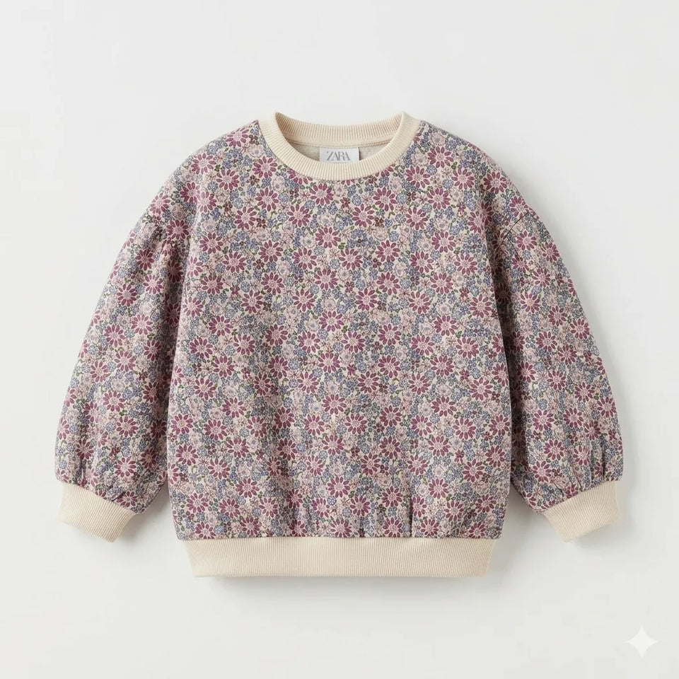 Zara Girl's Multicolor Floral Print Long Sleeve Sweatshirt|Zara in Lebanon