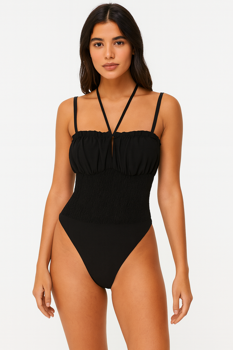 Forever 21 Women's Black Ruffle Sleeveless Bodysuit |Forever 21 In Lebanon