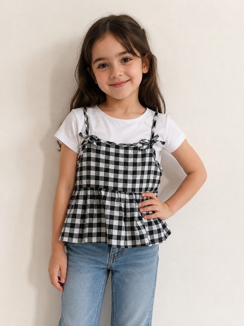 Charanga Girl's Black & White 2 pcs T-Shirt | Charanga In Lebanon