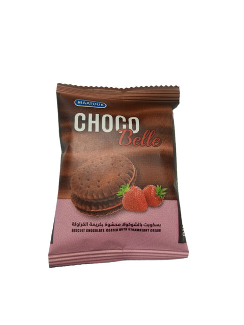 Choco Belle Biscuit Chocolate Coated With Strawberry Cream 20g | Choco Belle In Lebanon