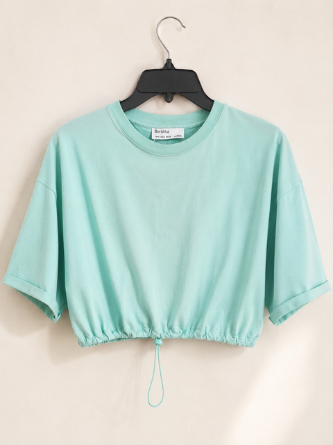 Bershka Women's Mint Green Grop Top | Bershka In Lebanon