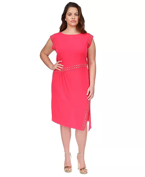 Michael Kors Women's Fuchsia Studded Side Slit Midi Dress |Michael Kors In Lebanon