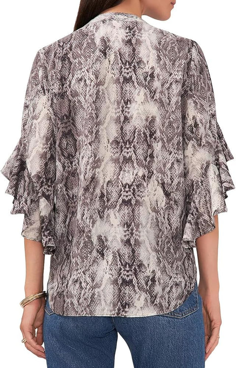 Vince Camuto Women's Multicolor Snake Printed  Flutter Sleeve Blouse | Vince Camuto In Lebanon