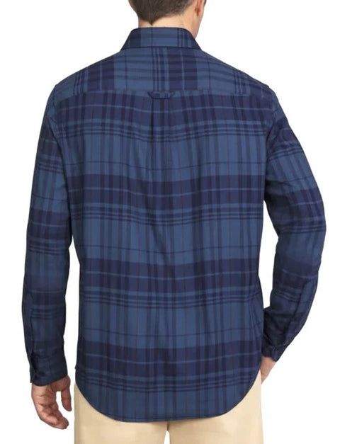 Lands End Men's Navy Blue Checkered Long Sleeve Shirt | Lands End In Lebanon
