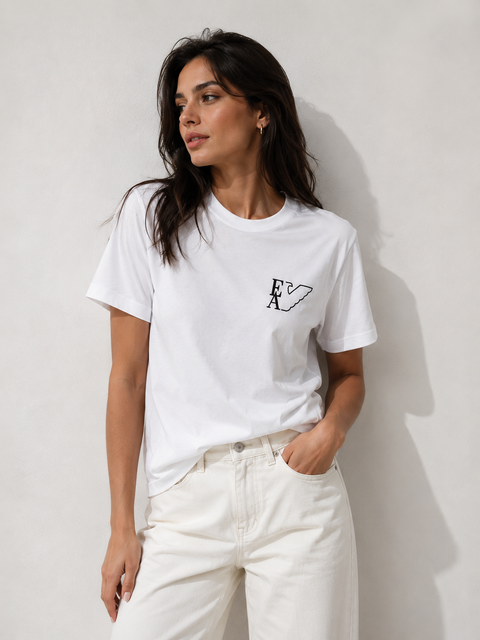 Emporio Armani Women's White Logo Print-Shirt | Emporio Armani In Lebanon