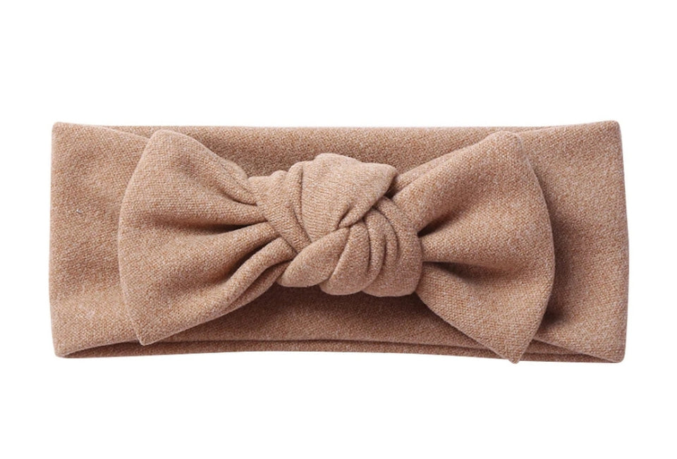 Fancy Fashion Custom Newborn Latest Faux Cashmere Knotted Headband High Stretch Elastic Big Bow Headband Hair Accessories