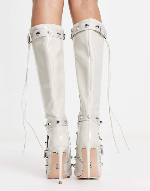 Steve Madden Women's Beige Finkle Heeled Knee Boots |Steve Madden in Lebanon