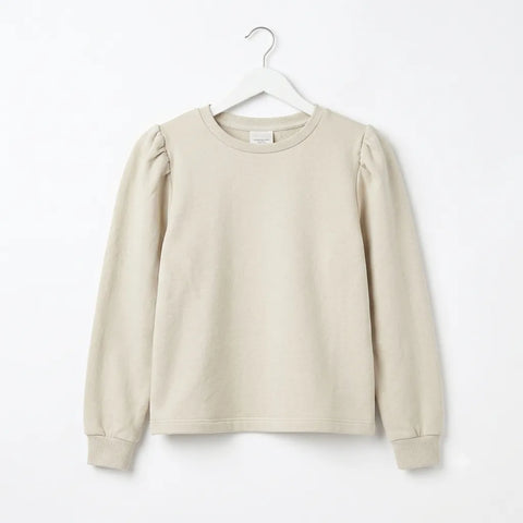 Zara Girl's Light Gray Puff Sleeve Crew Neck Sweatshirt|Zara In Lebanon