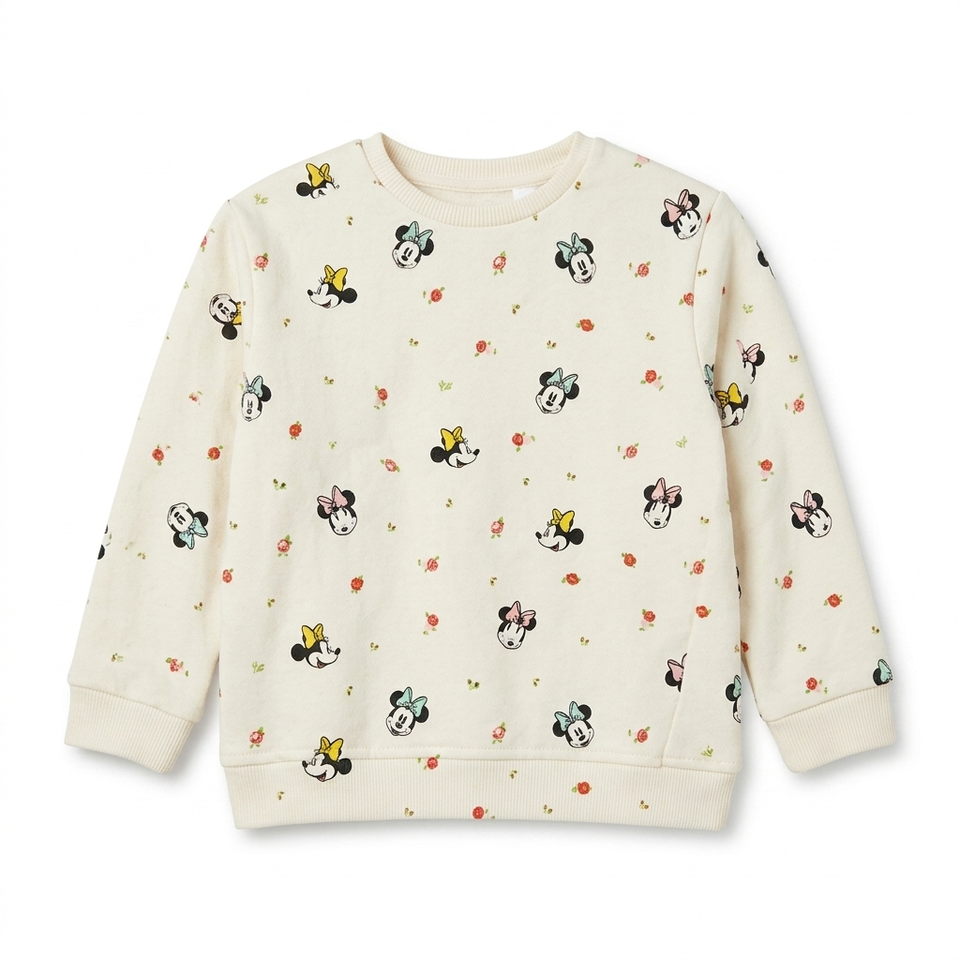 Zara Girl's Off White Disney Minnie Graphic Long Sleeve Sweatshirt|Zara in Lebanon
