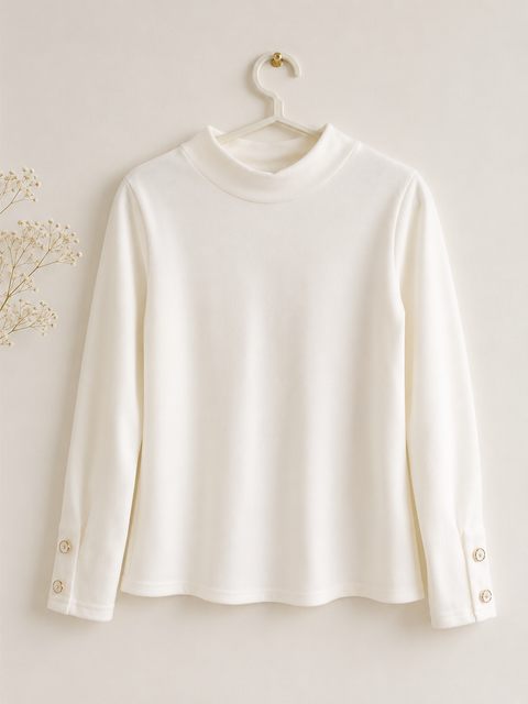 Ativo Girl's White Soft & Warm Fleece Long Sleeve Blouse | Ativo In Lebanon