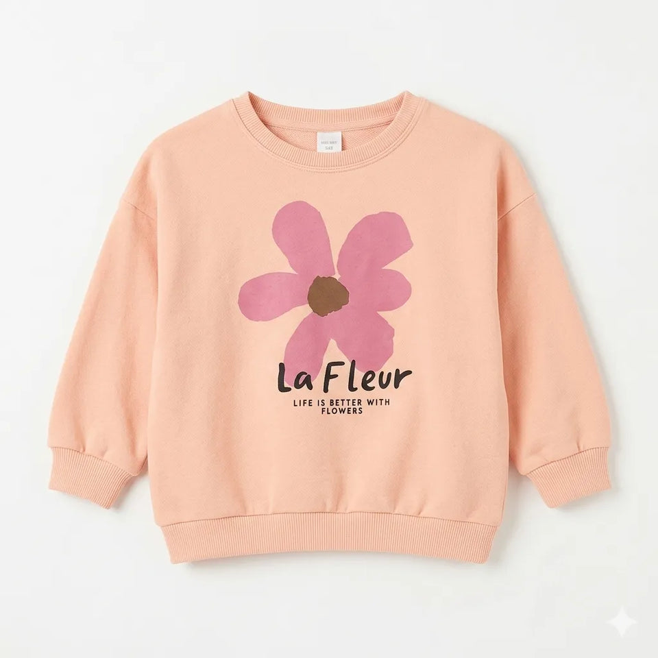 Zara Girl's Pink La Fleur Life Is Better With Flowers Graphic Crew Neck Sweatshirt|Zara in Lebanon