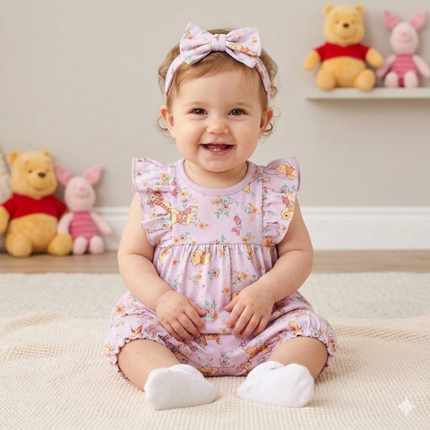 Disney Baby Girl's Purple 3pc Winnie The Pooh Top & Bloomer Shorts Set With Headband  | Disney In Lebanon