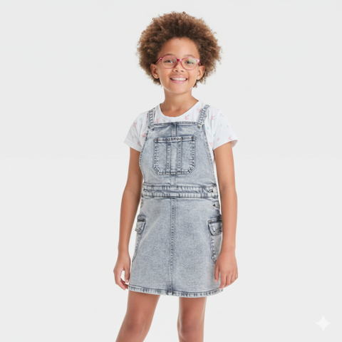 Cat & Jack Girl's Washed Gray Skirtall Denim Dress | Cat & Jack In Lebanon