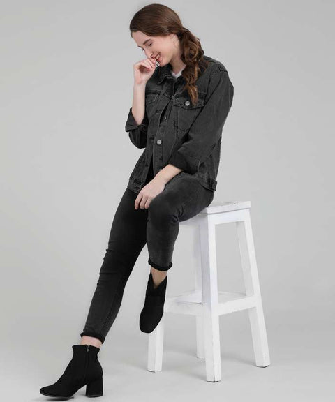 Forever 21 Women's Black Denim Jacket | Forever 21 In Lebanon