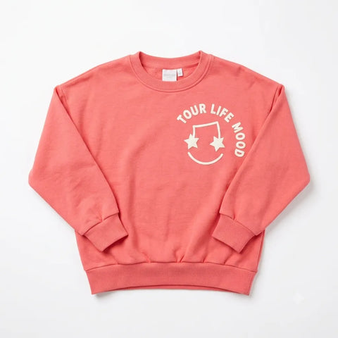 Zara Baby Girl's Dark Coral Tour Life Mood Crew Neck Sweatshirt|Zara In Lebanon