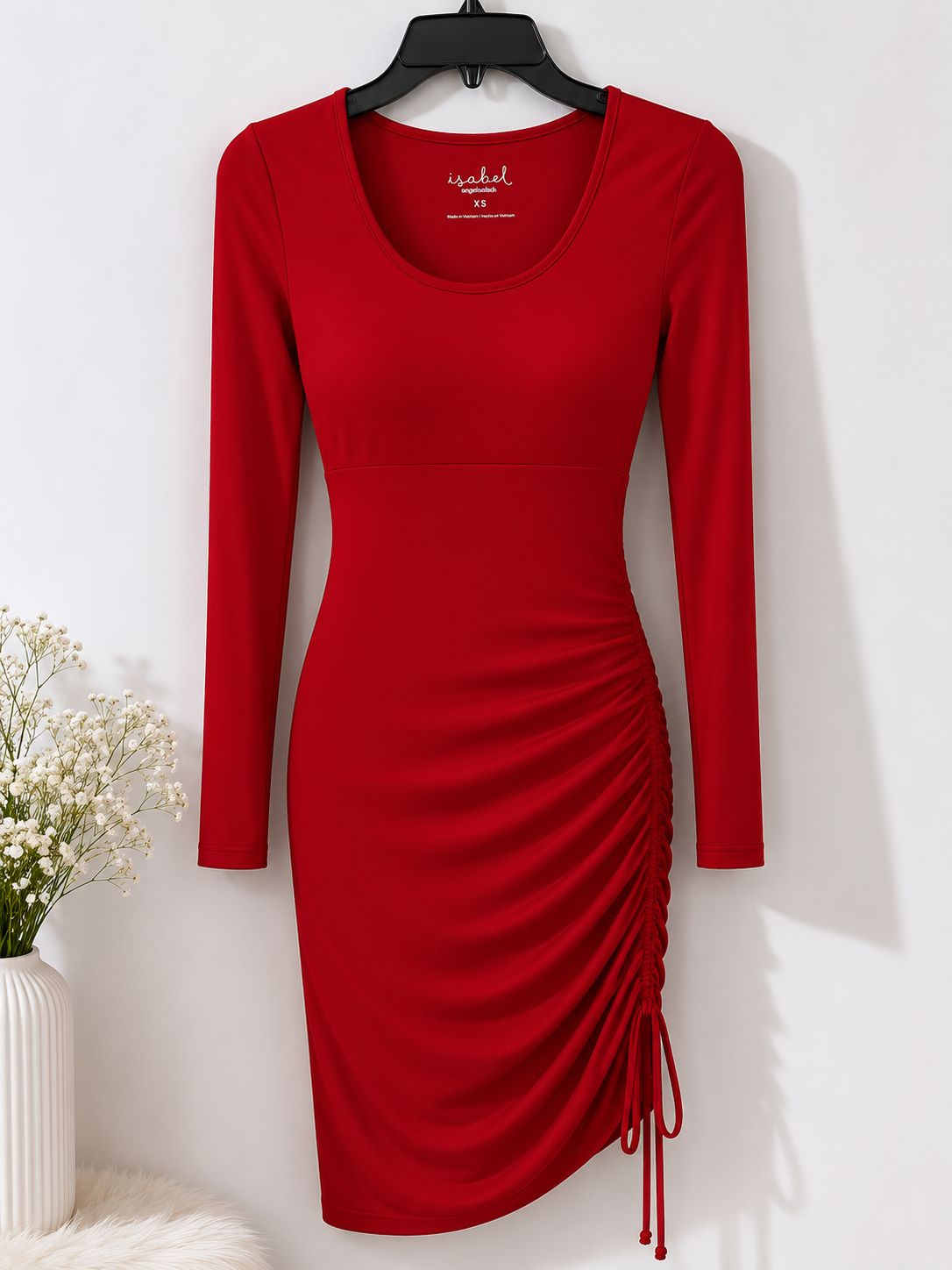 Isabel Women's Red Drawstring Side Dress | Isabel In Lebanon
