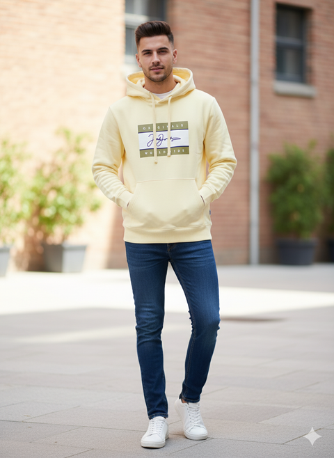 Jack & Jones Men's Light Yellow LOGO Hoodie | Jack & Jones In Lebanon