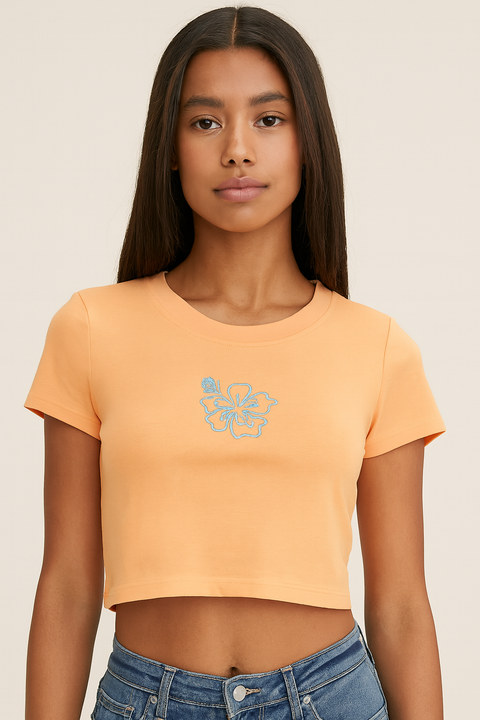 Forever 21 Women's Light Coral Cut Out Grew Neck T-Shirt | Forever 21 In Lebanon