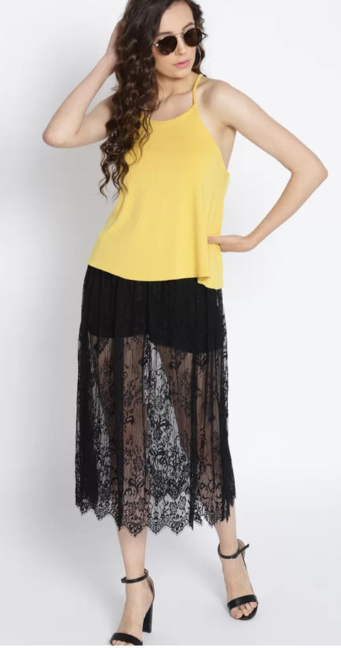 Mango Women's Yellow Cross Back Sleeveless Blouse | Mango In Lebanon