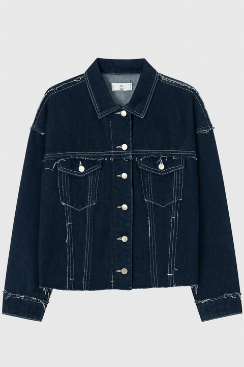 Mango Women's Navy Denim Long Sleeve Jacket |Mango In Lebanon