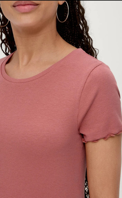 Epic Threads Big Girl's Slate Rose Lettuce Edge Ribbed Short-Sleeve T-Shirt | Epic Threads In Lebanon