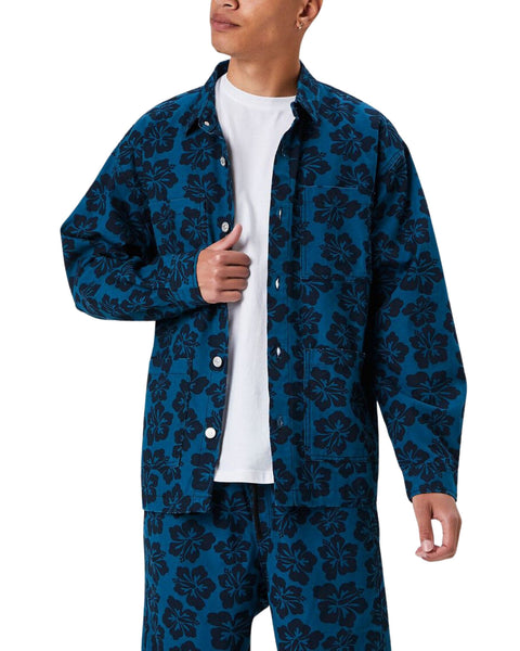 Forever 21 Men's Petrol & Navy Floral Print Shirt | Forever 21 In Lebanon