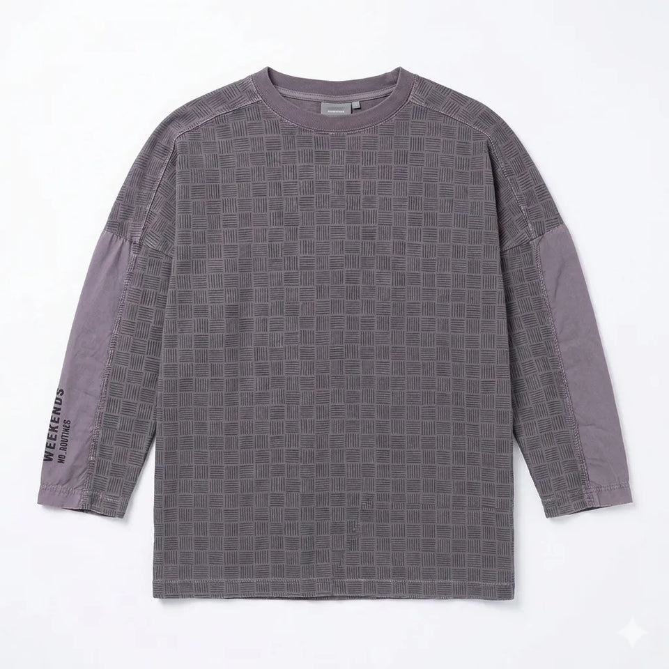 Zara Boy's Dusty Purple Vintage Inspired Grid Pattern Oversized Long Sleeve Blouse|Zara in Lebanon
