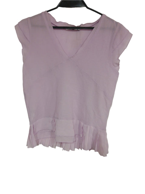 Mango Women's Light Purple V-neck Cap Sleeve Blouse |Mango In Lebanon