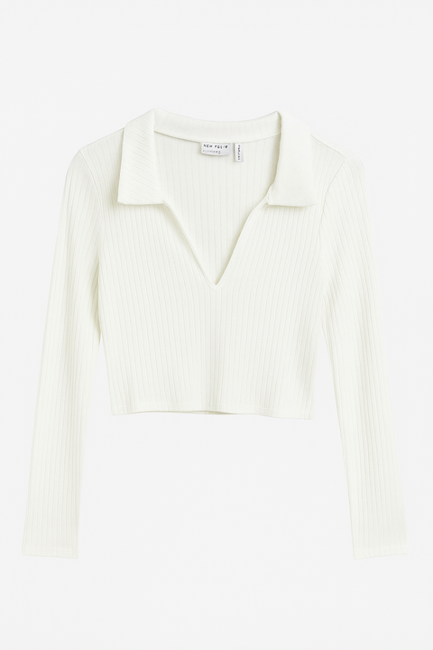 Asos Design Women's White Long-Sleeve Crop-Top ANF2744