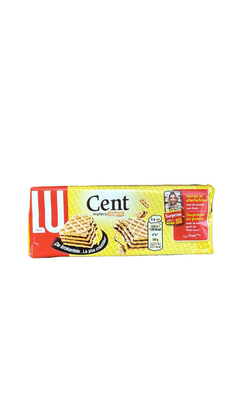 Pack of LU Cent waffles on a white background