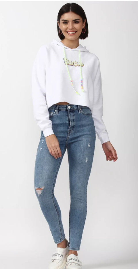 Forever 21 Women's White Barbie Hoodie | Forever 21 In Lebanon