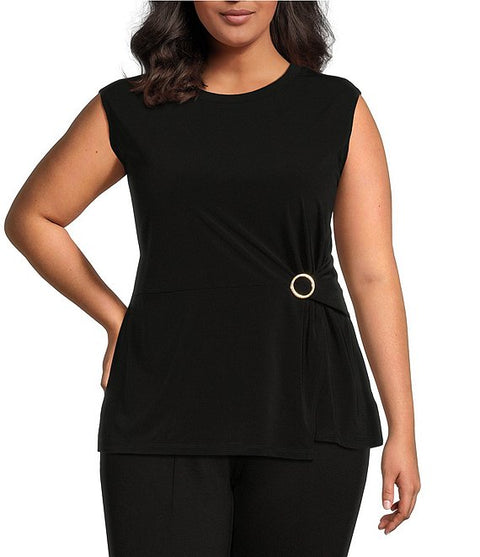Michael Kors Women's Black Plus Size Ring Twist Sleeveless Blouse | Michael Kors In Lebanon