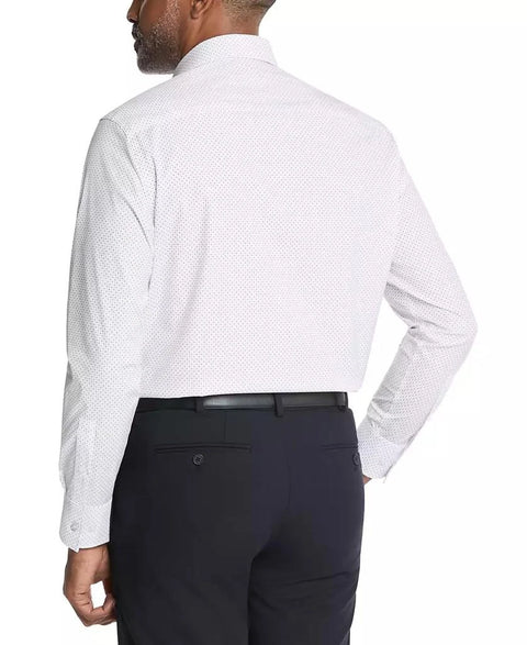 Calvin Klein Men's White Checkered Refined Cotton Slim Fit Wrinkle Free Stretch Shirt | Calvin Klein In Lebanon