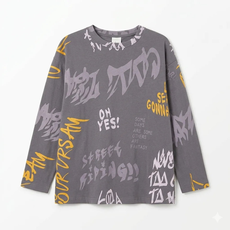 Zara Boy's Purple Graffiti Style Graphics Long Sleeve Blouse|Zara in Lebanon