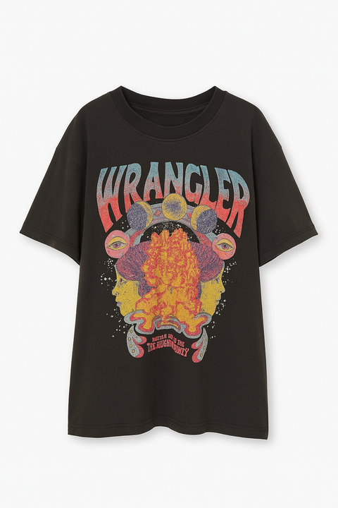 Wrangler Men's Washed Black Graphic T-Shirt |Wrangler In Lebanon