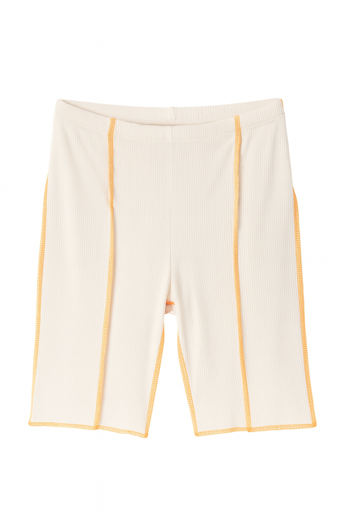 Forever 21 Women's White & Orange Ribbed Biker Short |Forever 21 In Lebanon
