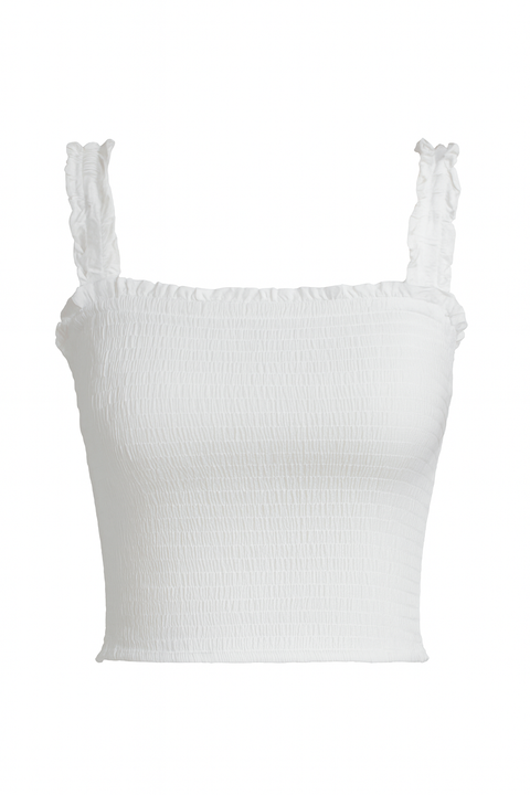 Forever 21 Women’s White Ruffle Sleeveless Crop Top  |Forever 21 In Lebanon