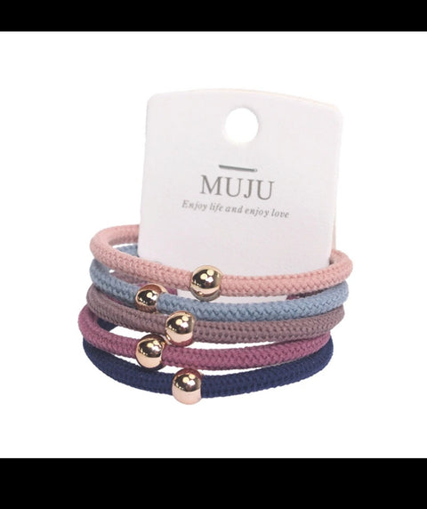 5 Piece Set of Crunchies Hair Ties Nylon Mesh Small Gold Hair Rope High Stretch Hair Ties for Women