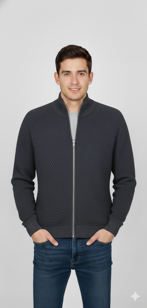 Redefined Rebel Men's Navy Zip Up Knit Jacket | Redefined Rebel In Lebanon