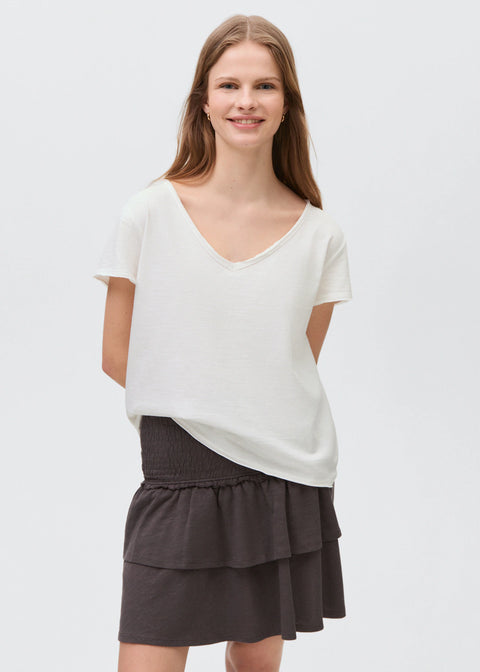 Mango Women's White V Neck Short Sleeve Blouse | Mango In Lebanon