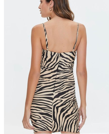 Forever 21 Women's Black & Beige Sleeveless Ruched Mini Dress | Forever 21 In Lebanon