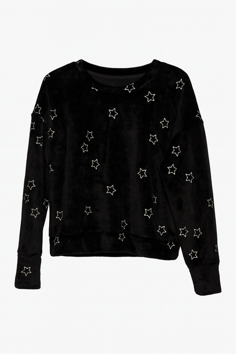 Hippie Rose Women's Black Crewneck Star-Printed Sweatshirt  |Hippie Rose in Lebanon