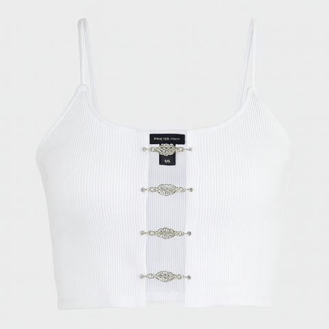 Forever 21 Women’s White Ribbed Cut-Out Sleeveless Crop Top |Forever 21 In Lebanon
