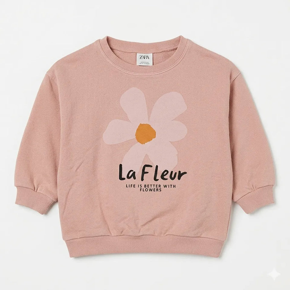 Zara Girl's Dusty Rose Long Sleeve Pullover Sweatshirt|Zara in Lebanon