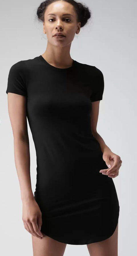 Forever 21 Women's Black Crew Neck Short Sleeve Mini Dress | Forever 21 In Lebanon