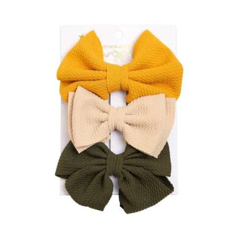 3Pcs/Set Bow Clip Set Fabric Hairpin Candy Color Boutique DIY Baby Girl Hairclips Wholesale