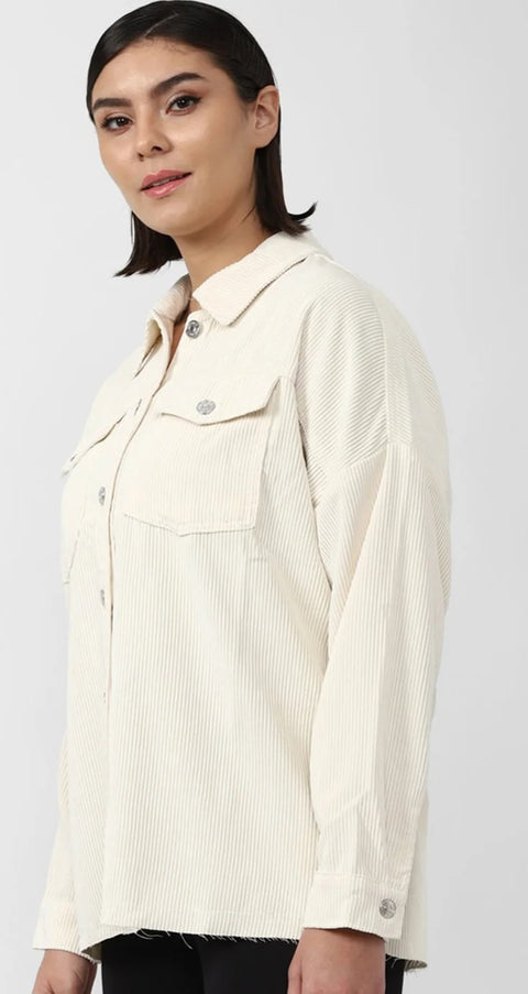 Forever 21 Women's Off White Ribbed Plus Size Jacket | Forever 21 In Lebanon