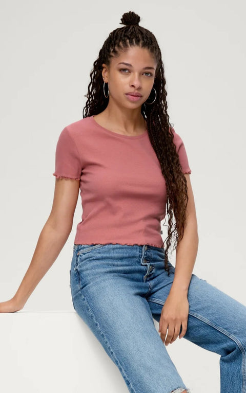 Epic Threads Big Girl's Slate Rose Lettuce Edge Ribbed Short-Sleeve T-Shirt | Epic Threads In Lebanon