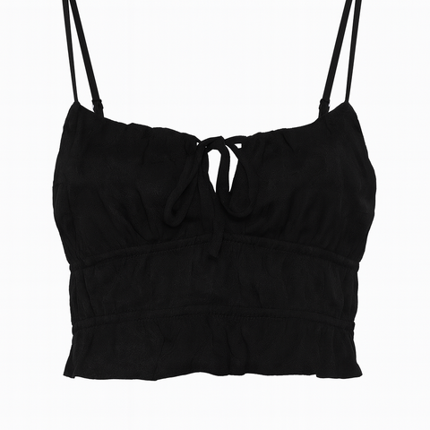 Forever 21 Women's Black Sleeveless Ruffle Crop Top |Forever 21 In Lebanon
